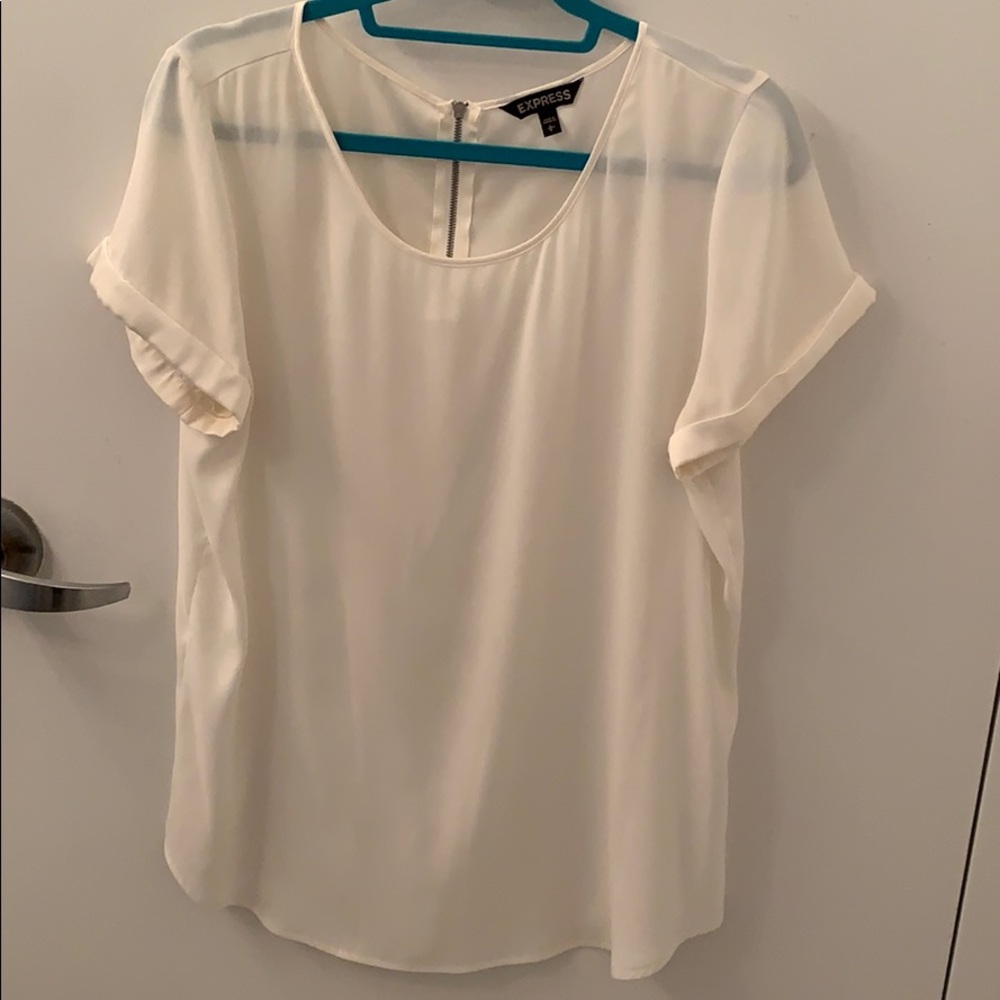 Cuffed short sleeve express white blouse Large